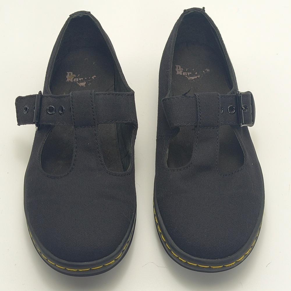 Dr Martens Woolwich Black Canvas Mary Jane T-Strap Shoes Womens 7 AW004 SK01R - Picture 2 of 16